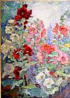 Unknown Artist Campbell Hollyhocks painting